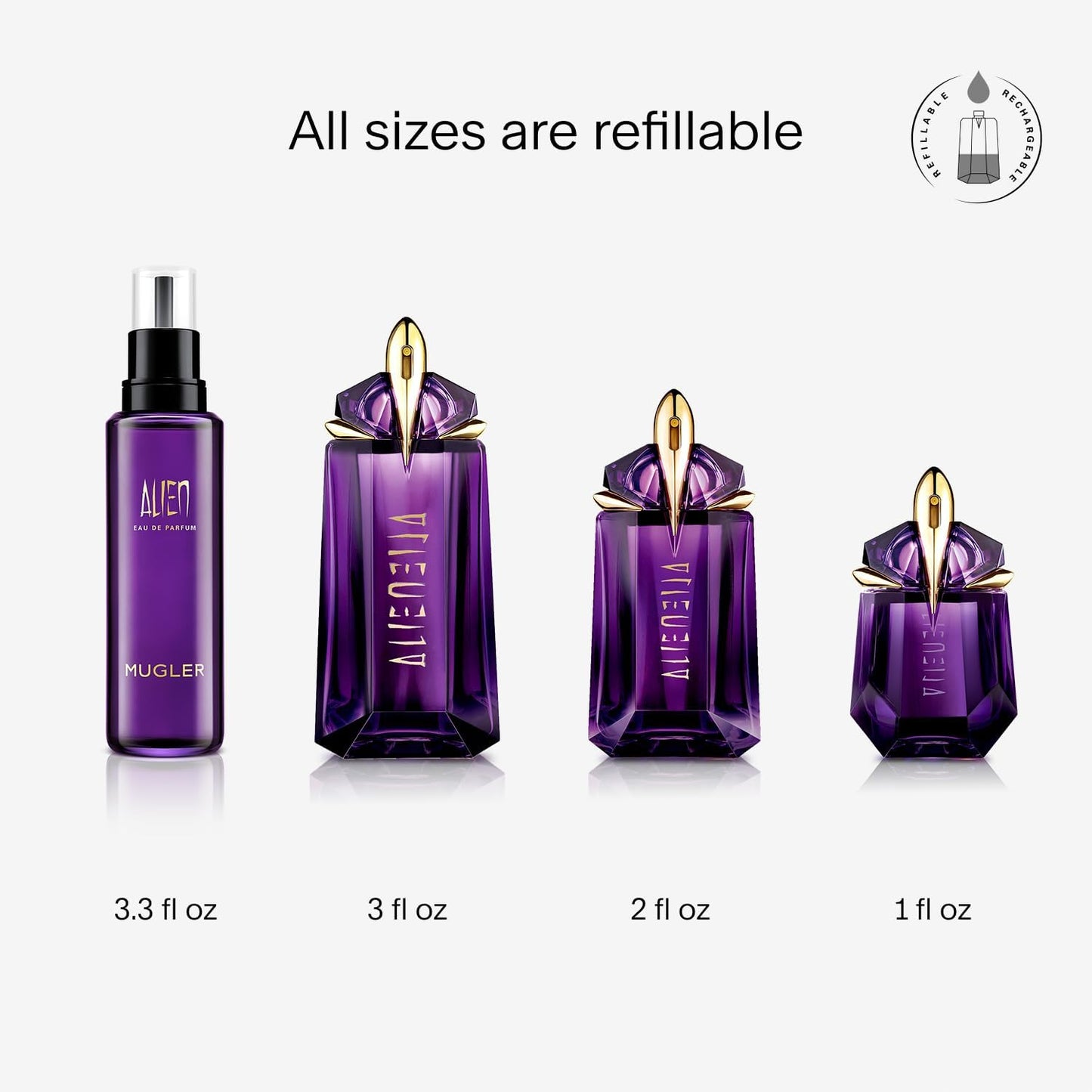 Alien by Thierry Mugler Eau de Parfum Refillable Spray for Women – 3 oz / 90 ml